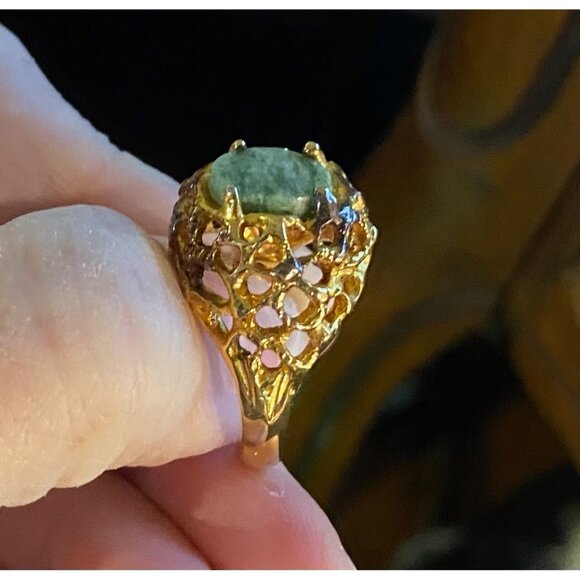 Vintage Connemara Marble Ring (Size 8) | Marked 14K RGP | Authentic Irish Herita - Picture 9 of 13